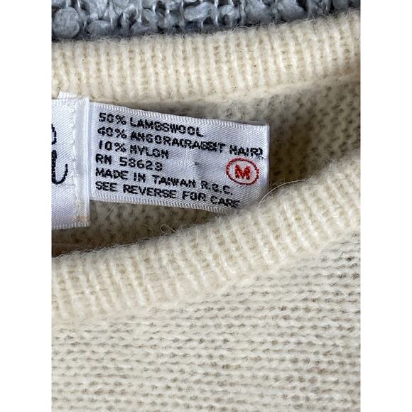 Carducci Angora Sweater Women’s Medium Cream Embellished Holiday Glam Retro ‘80s - Picture 9 of 16